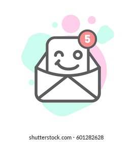 Vector wink emoji emoticon face in email with a lot of variation. Modern flat icon design.