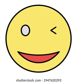 Vector Wink Outline Icon Design
