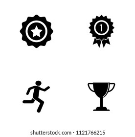 vector winner icons set, award prize symbol. champion medal achievement sign - sports championship illustrations