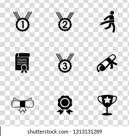 vector winner icons set, award prize symbol. champion medal achievement sign - sports championship illustrations