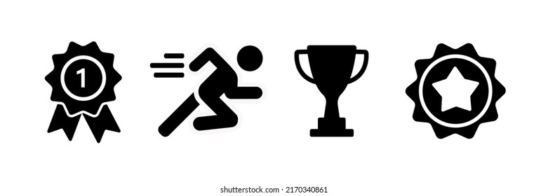 Iconos del ganador, símbolo del premio. signo de logro de medallas de campeonato - ilustraciones del campeonato deportivo