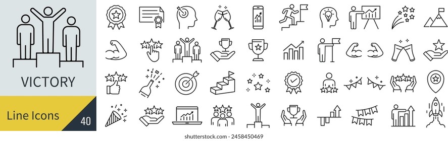 Vector Winner Line Art Icon Set