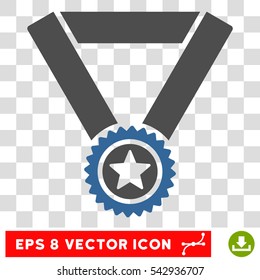 Vector Winner Medal EPS vector icon. Illustration style is flat iconic bicolor cobalt and gray symbol on a transparent background.