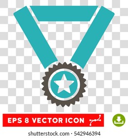 Vector Winner Medal EPS vector pictogram. Illustration style is flat iconic bicolor grey and cyan symbol on a transparent background.