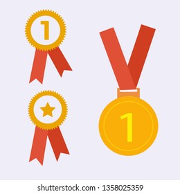 Vector winner medals - First place championship - vector illustration set