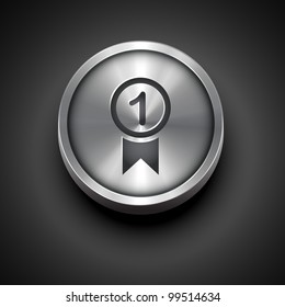 vector winner number one metallic icon isolated on dark background