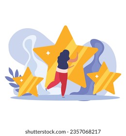 vector winner people flat icons set with isolated doodle compositions of people with design