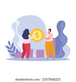 vector winner people flat icons set with isolated doodle compositions of people with design