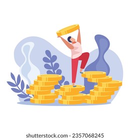 vector winner people flat icons set with isolated doodle compositions of people with design