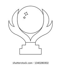 Vector Winner Trophy Cup Icon. Outline Globe Trophy Symbol isolated on white background. Vector illustration for Your Design, Web.