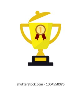 Vector winner trophy cup illustration.golden cup prize symbol - golden achievement vector - Vector