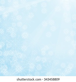 Vector winter abstract background in light colors with snow.