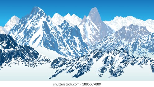 vector winter alps mountains illustration