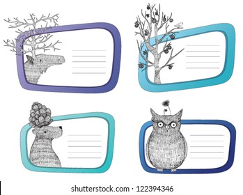 vector winter animal frames with place for your text