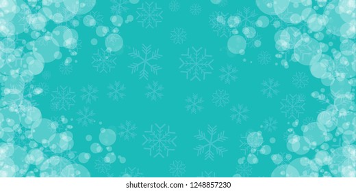 vector winter azure horizontal banner with snowflakes . winter backgroud or layout