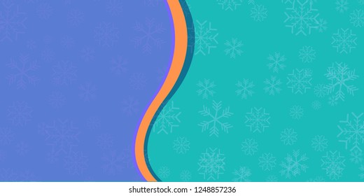 vector winter azure horizontal banner with snowflakes . winter backgroud or layout