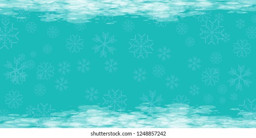 vector winter azure horizontal banner with snowflakes . winter backgroud or layout