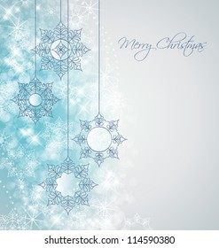 Vector winter background with beautiful various snowflakes