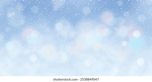 Vector winter background, blizzard and snowfall, blur and bokeh effect