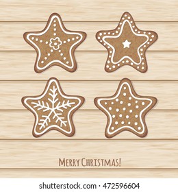 Vector winter background with christmas cookies. New Year's  illustration.