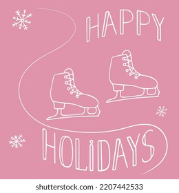 Vector winter background - doodle-style skates on a light background. 