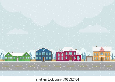 vector winter  background with  houses