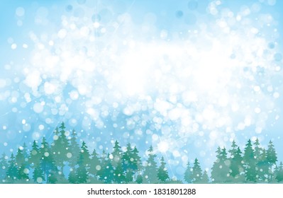 Vector winter background. Winter snowy landscape.