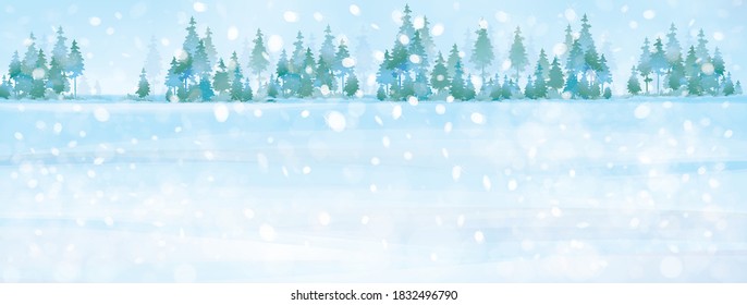 Vector winter background. Winter snowy landscape.