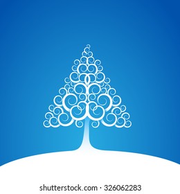 Vector Winter Background, white tree