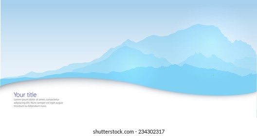 Vector Winter banner with mountain silhouette