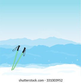 Vector Winter banner with mountains silhouette