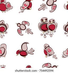 Vector of winter birds. hot tea. Isolated on white background.