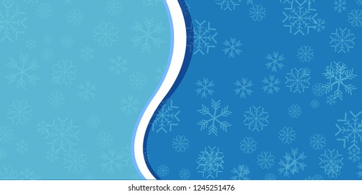 vector winter blue horizontal banner with snowflakes . winter backgroud or layout