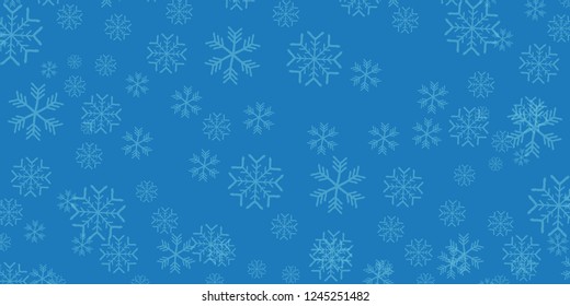 vector winter blue horizontal banner with snowflakes . winter backgroud or layout