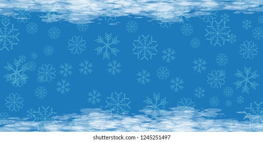 vector winter blue horizontal banner with snowflakes . winter backgroud or layout