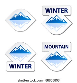 vector winter blue mountain stickers