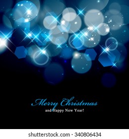 Vector winter bokeh background. Holiday background.