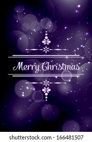 Vector winter bokeh background. Merry Christmas and Happy New Year crad.