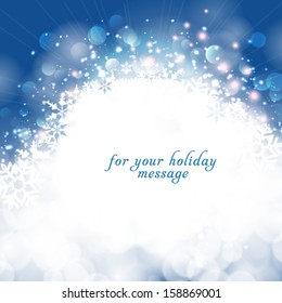 Vector winter bokeh background with snowflakes.