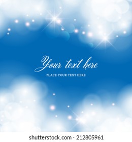 Vector winter bokeh background with sparkle stars.
