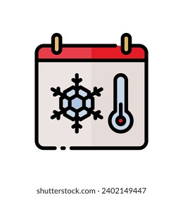 vector Winter calendar icon in simple colored outline style