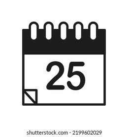 Vector winter calendar logo design. Black and whiter Christmas date icon