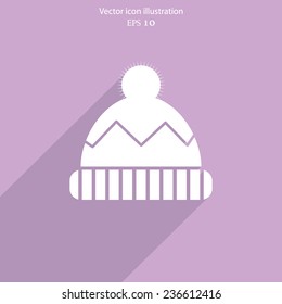 Vector winter cap web flat icon. Eps 10.