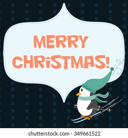 Vector winter card with penguin