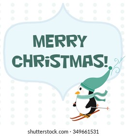 Vector winter card with penguin