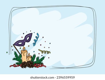 Vector winter christmas card template with fir branches and christmas elements