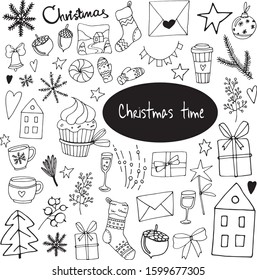 Vector winter and christmas elements for design and decoration of your ideas and products in black color.