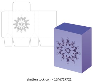 Vector winter Christmas or New Yaer gift or candy box template  with snowflake. Templates for laser or plotter cutting.