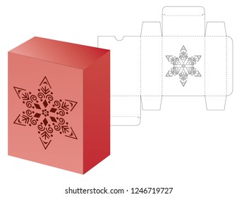 Vector winter Christmas or New Yaer gift or candy box template  with snowflake. Templates for laser or plotter cutting.