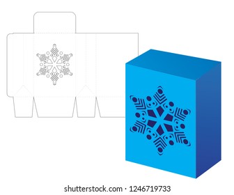 Vector winter Christmas or New Yaer gift or candy box template  with snowflake. Templates for laser or plotter cutting.